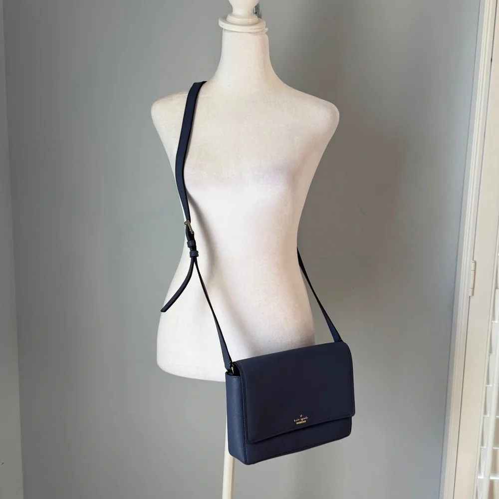 Kate Spade Blue Crossbody Classic Flap Purse Handbag Bag